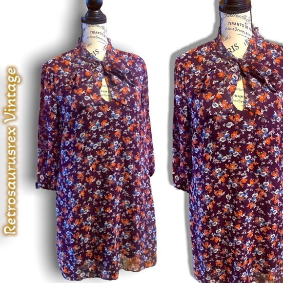 𝅺LILY Rose Cottage Calico Print Retro Babydoll Sundress, Large - Picture 1 of 7